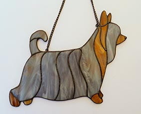 Australian Silky Terrier -  stained glass window decoration 