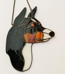 Basenji head - stained glass window decoration 
