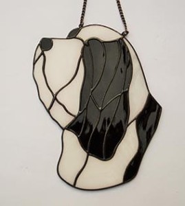 Bearded Collie head - stained glass window decoration 