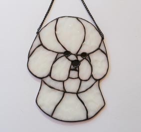 Bichon Frisé head  -  stained glass window decoration 