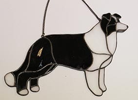 Border Collie - stained glass  window decoration 