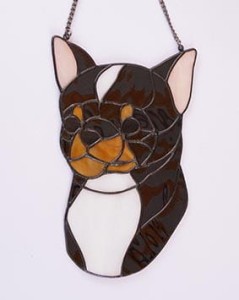 Chihuahua Smooth-haired head - stained glass  window decoration 