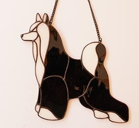 Chinese Crested Dog Powder Puff - stained glass pendant 
