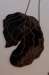 Black Russian Terrier head - stained glass window decoration  