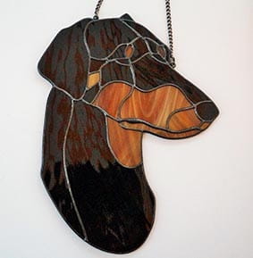 Dobermann head - stained glass window decoration 