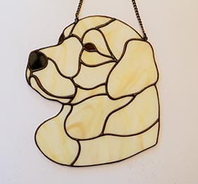 Golden Retriever  head - stained glass window decoration 