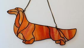Dachshund Long-haired - stained glass  window decoration 