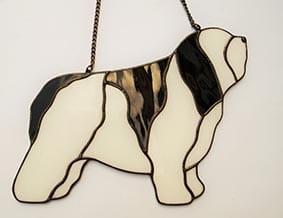 Polish Lowland Sheepdog  - stained glass window decoration 