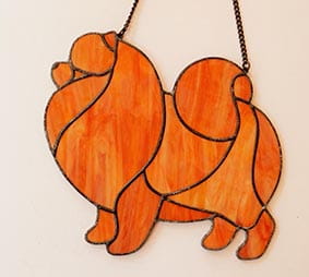 Pomeranian - stained glass window decoration 