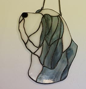 Bearded Collie głowa  -  zawieszka witrażowa