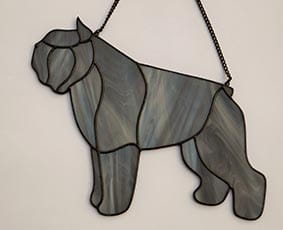 Bouvier des Flandres kopiowany - zawieszka witrażowa 
