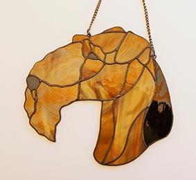 Airedale Terrier head - stained glass window decoration 