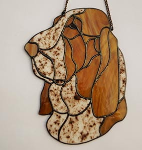 Bracco Italiano head - stained glass window decoration 