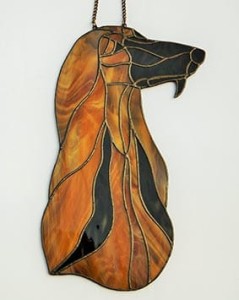 Chart afgański  głowa - zawieszka witrażowa 