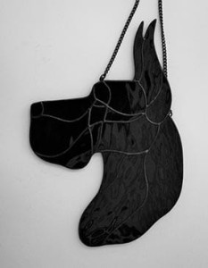 Dog niemiecki kopiowany głowa - zawieszka witrażowa 