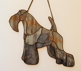 Kerry Blue Terrier - zawieszka witrażowa