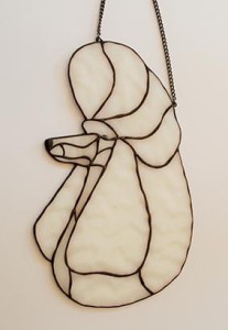 Pudel Duży głowa - zawieszka witrażowa