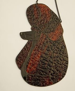 Pudel Średni głowa - zawieszka witrażowa 