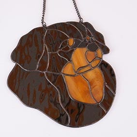 Spaniel tybetański głowa - zawieszka witrażowa 