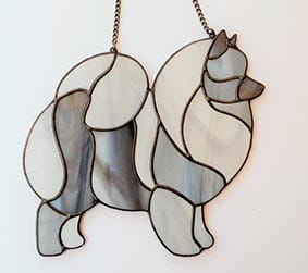 Szpic niemiecki wilczy - zawieszka witrażowa