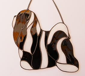 Terier tybetański - zawieszka witrażowa 