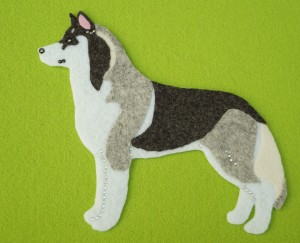 Siberian Husky felt aplication for self-assembly 