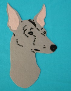 Peruvian Hairless Dog felt aplication for self-assembly 