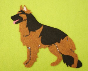 German Shepherd Long-haired felt aplication for self-assembly 