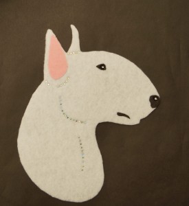 Bull Terrier felt aplication for self-assembly 