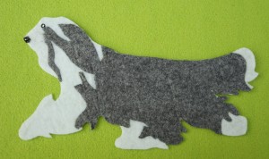 Bearded Collie - aplikacja filcowa 