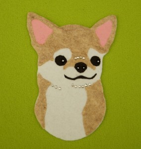 hihuahua Smooth-haired head felt aplication  for self-assembly 