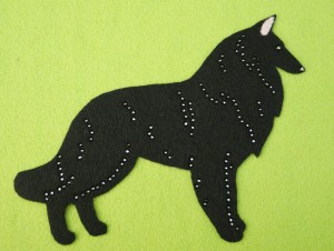 Owczarek belgijski Groenendael - aplikacja filcowa do samodzielnego montażu 