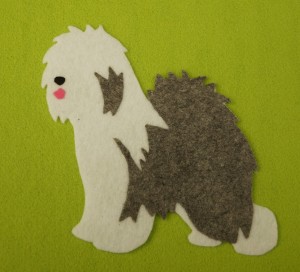 Owczarek staroangielski bobtail - aplikacja filcowa do samodzielnego montażu 