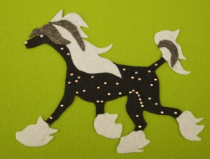 Chinese Crested Dog Hairless felt aplication
