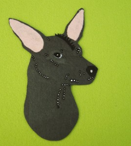  Mexican Hairless Dog felt aplication