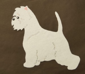 West Highland White Terrier felt aplication for self-assembly 