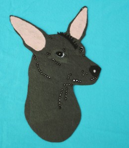 Mexican Hairless Dog felt aplication 