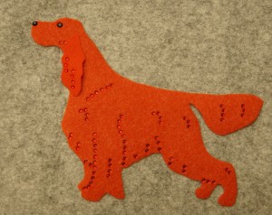 Irish Red Setter felt aplication for self-assembly 