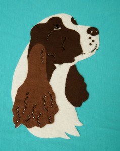 English Springer Spaniel felt aplication for self-assembly 