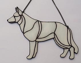 White Swiss Shepherd - stained glass window decoration 