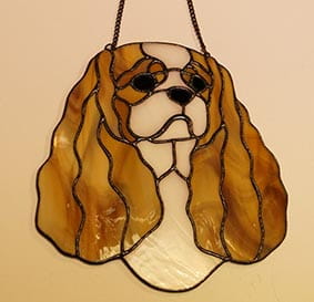 Cavalier King Charles Spaniel head - stained glass window decoration   
