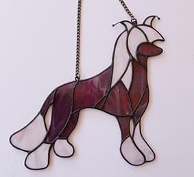 Chinese Crested Dog Hairless - stained glass pendant 