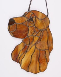 English Cocker Spaniel head - stained glass window decoration  