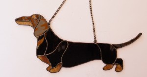 Dachshund  Short- haired - stained glass  window decoration 