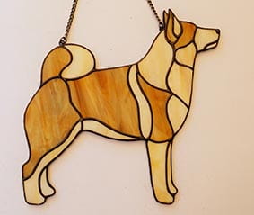 Norwegian Buhund - stained glass window decoration 