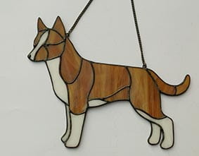 Podengo Portuguese Miniature Smooth-haired - stained glass window decoration 