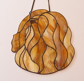 Tibetan Terrier head - stained glass window decoration 