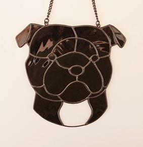 Staffordshire Bull Terrier głowa - zawieszka witrażowa 