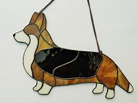 Welsh Corgi Pembroke  - zawieszka witrażowa 