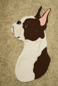 Boston terrier felt aplication for self-assembly 